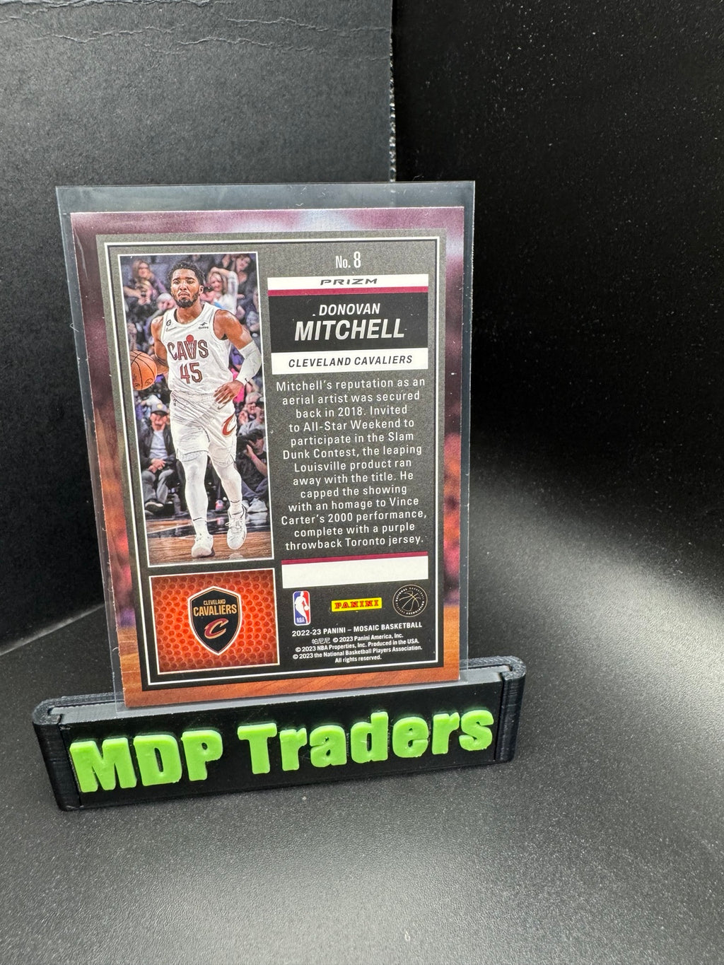 2022-23 Panini Mosaic Jam Masters Mosaic Prizm Donovan Mitchell number 8 back