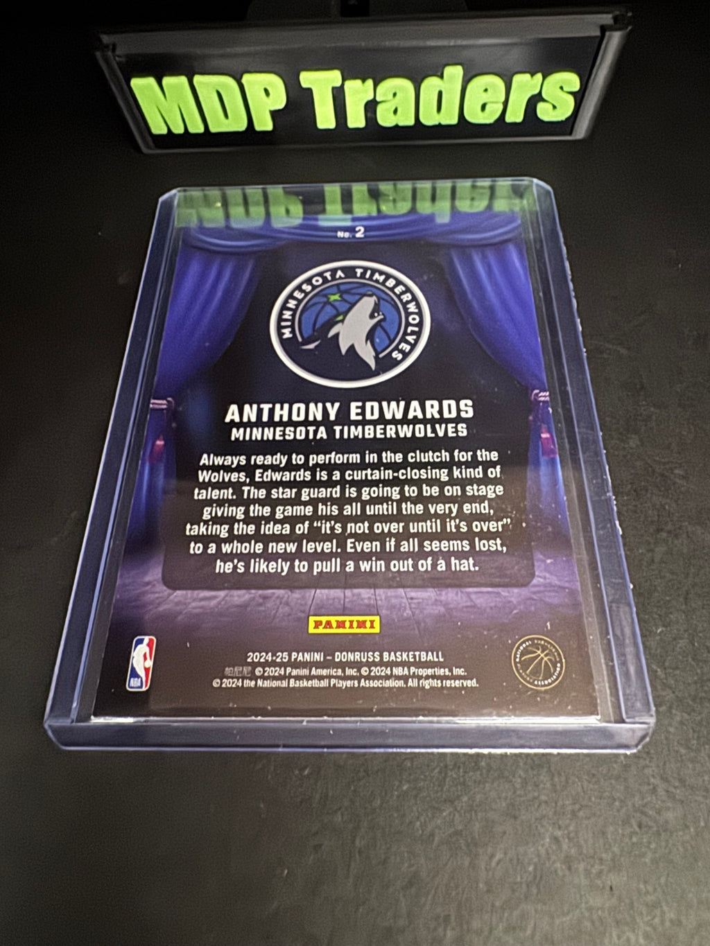 2024-25 Panini Donruss Magicians Anthony Edwards number 2 back