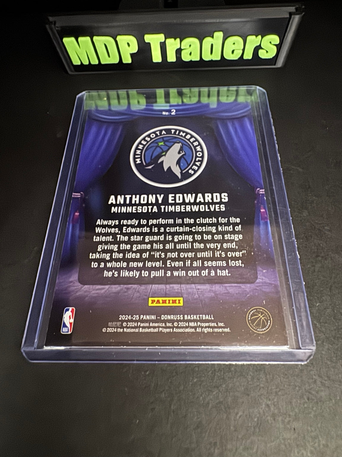 2024-25 Panini Donruss Magicians Anthony Edwards number 2 back