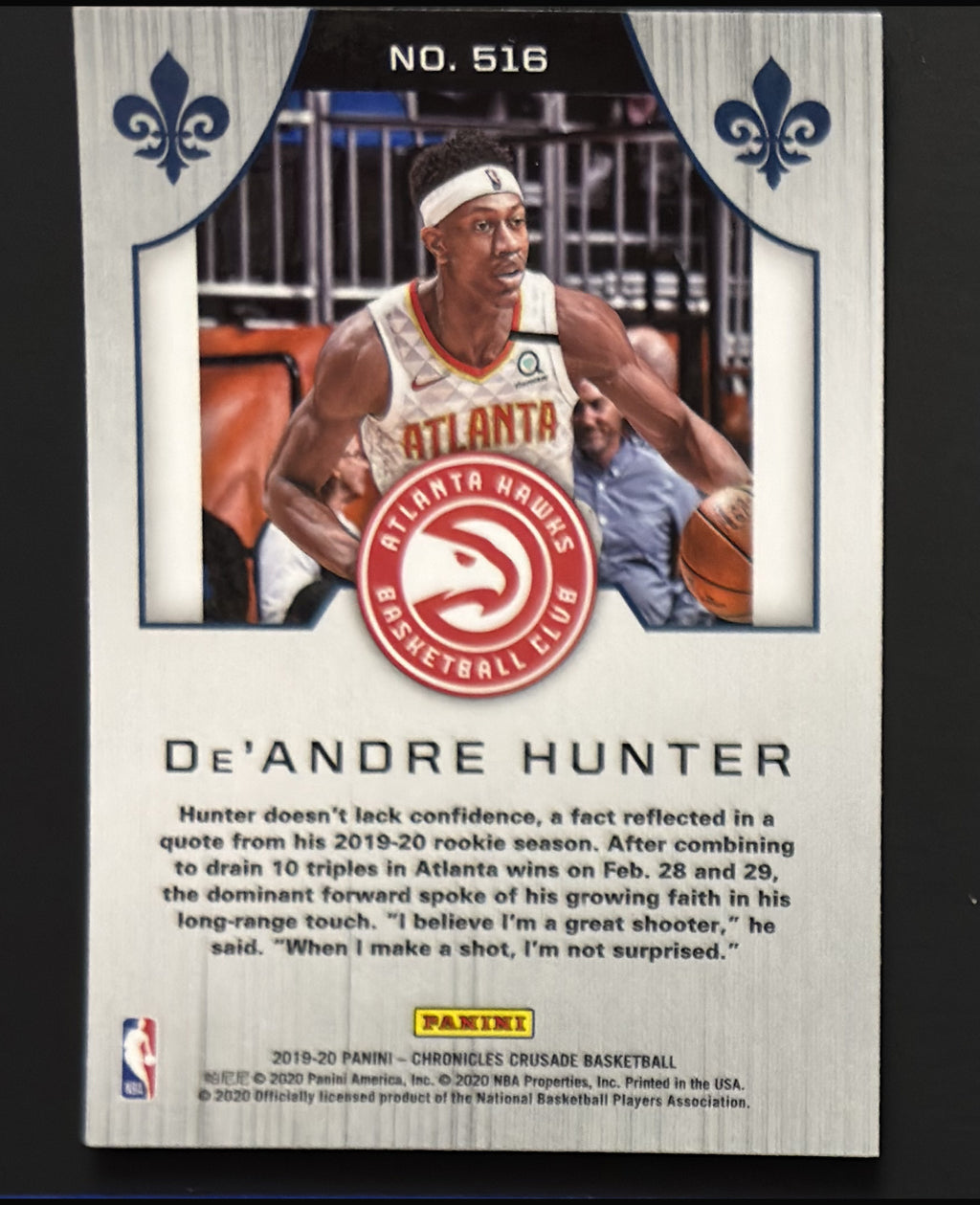 2019-20 Panini Chronicles Crusade De'Andre Hunter RC #516 - back