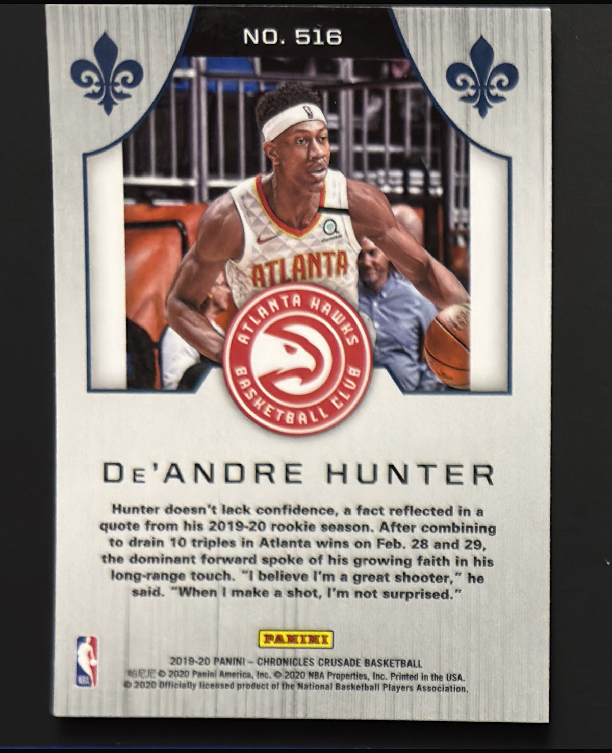 2019-20 Panini Chronicles Crusade De'Andre Hunter RC #516 - back