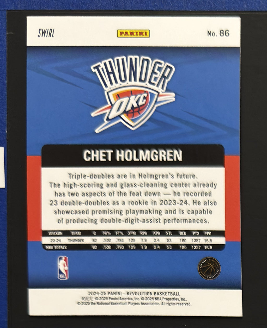 2024-25 Panini Revolution Red Swirl Chet Holmgren #86 — back