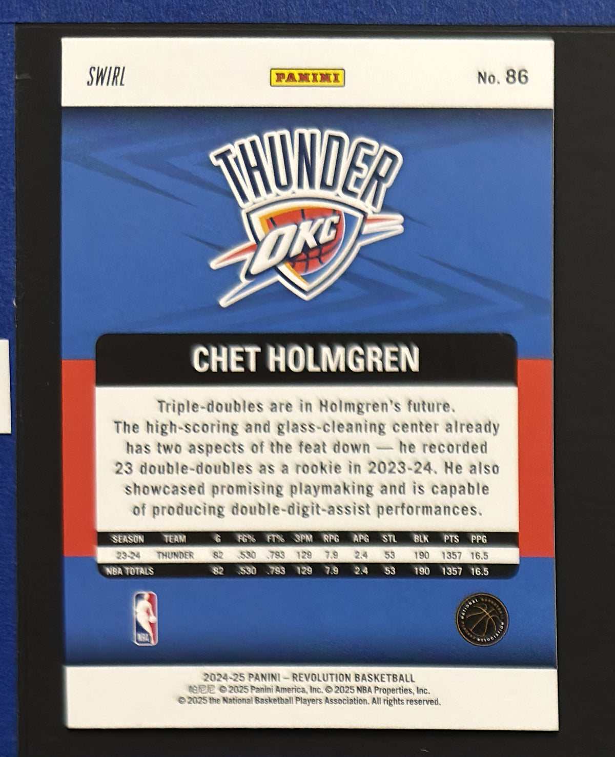 2024-25 Panini Revolution Red Swirl Chet Holmgren #86 — back