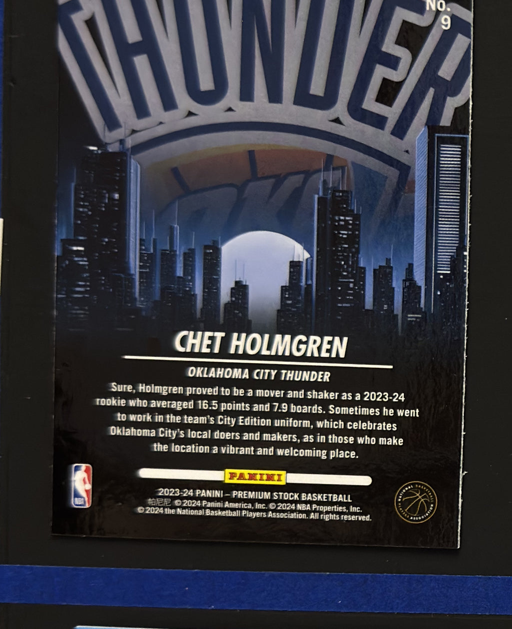2023-24 Panini Hoops Premium Stock City Edition Premium Chet Holmgren #9 — back