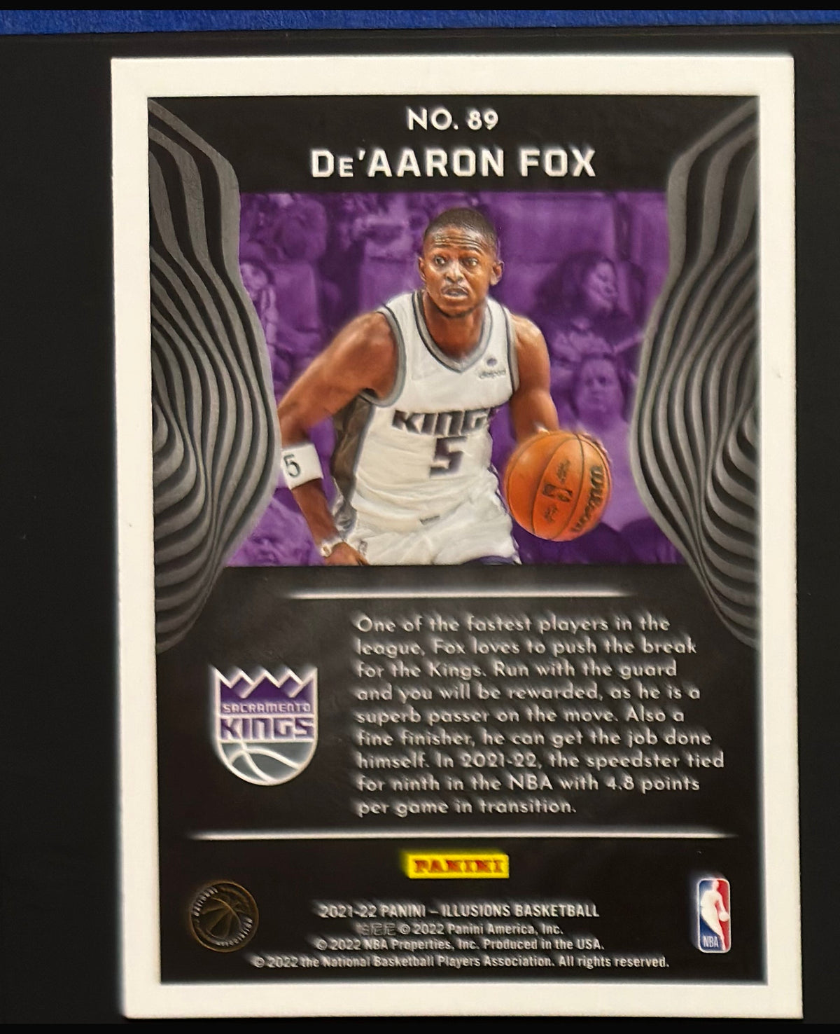 2021-22 Panini Illusions De'Aaron Fox #89 — back