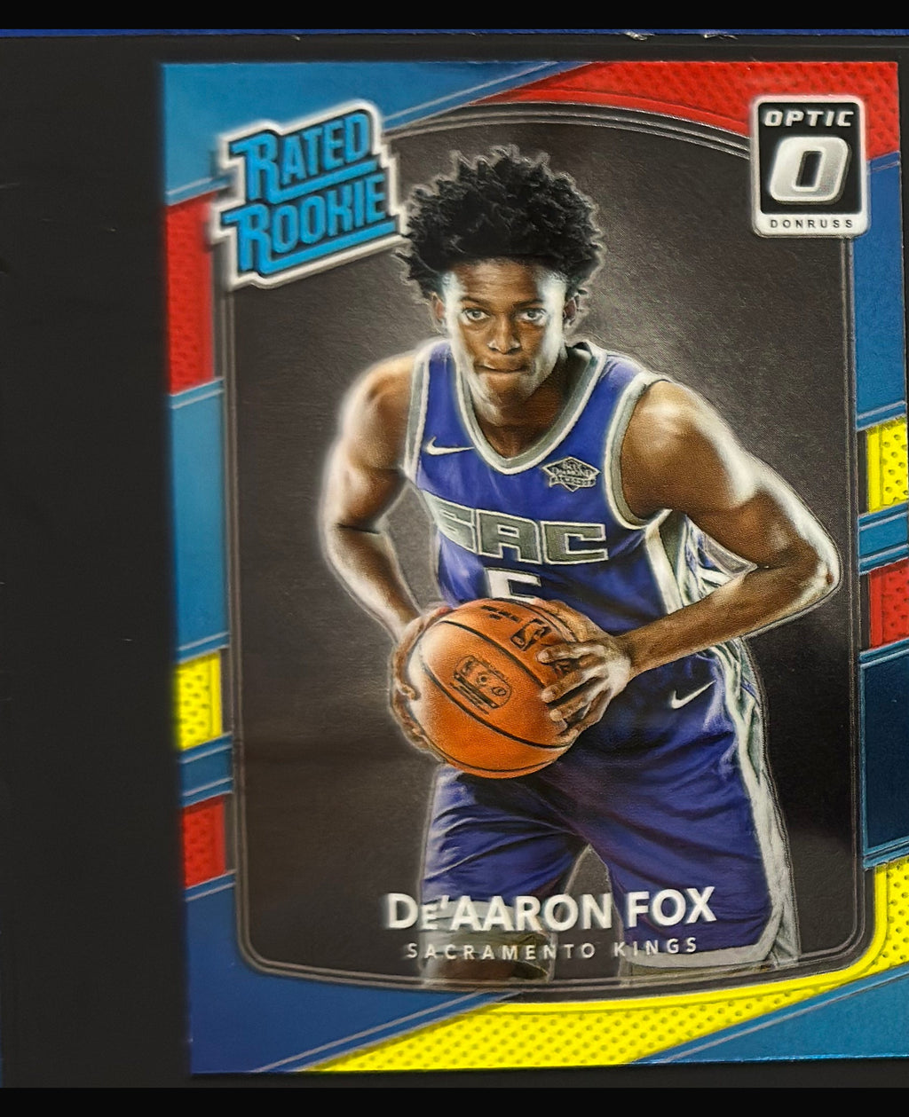 2017-18 Panini Donruss Optic Rated Rookie Mega Box Red & Yellow De'Aaron Fox RC #196 — front