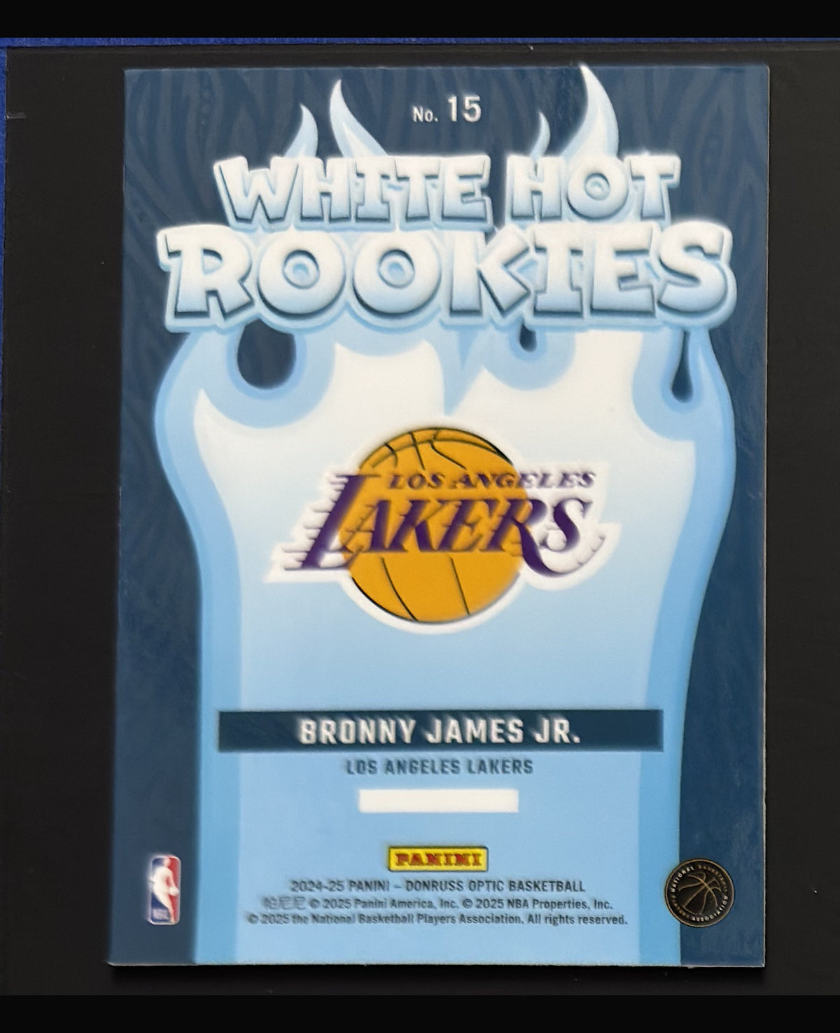 2024-25 Panini Donruss Optic White Hot Rookies Bronny James Jr. #15 — back