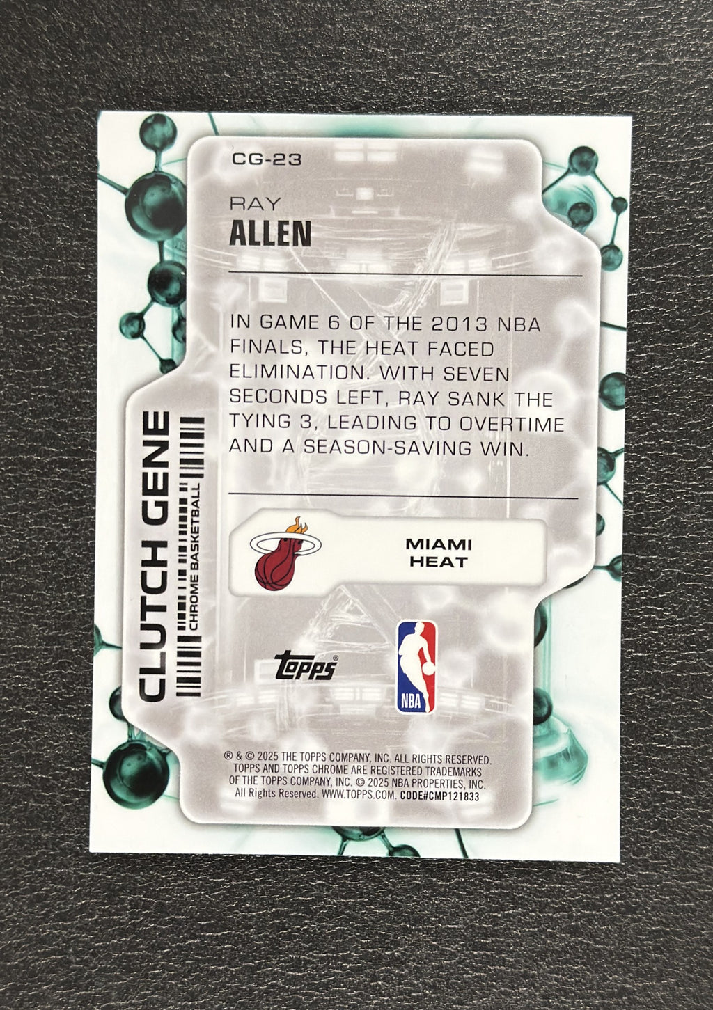 2025-26 Topps Chrome Ray Allen Clutch Gene Aqua Refractor #CG-23 193/199 - back