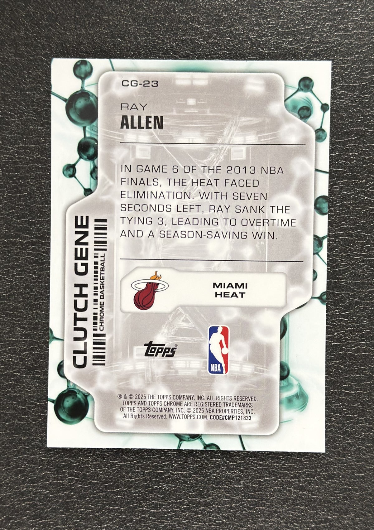 2025-26 Topps Chrome Ray Allen Clutch Gene Aqua Refractor #CG-23 193/199 - back