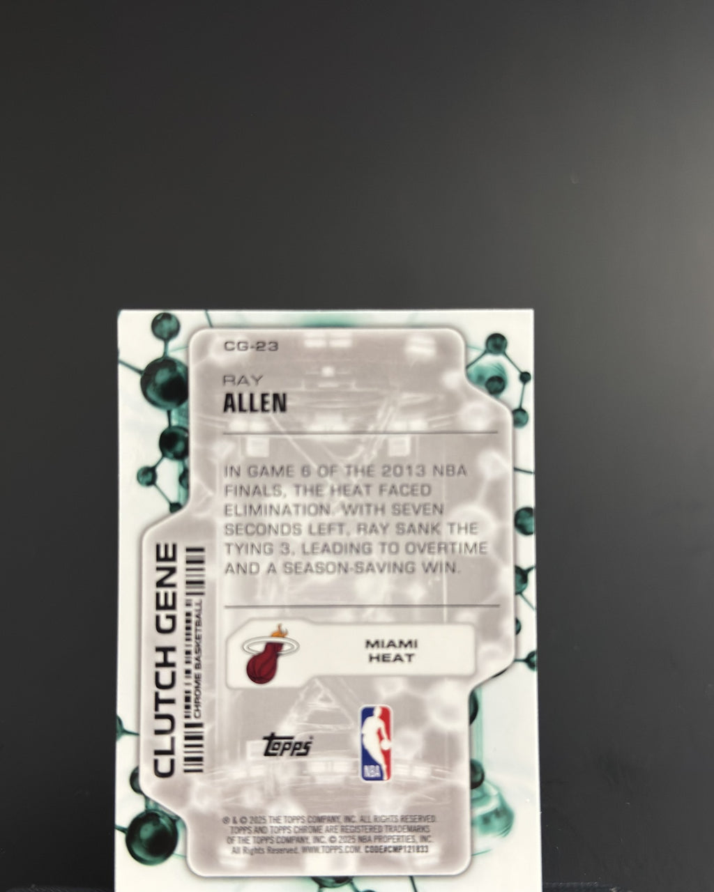 2025-26 Topps Chrome Ray Allen Clutch Gene Aqua Refractor #CG-23 193/199 - display back