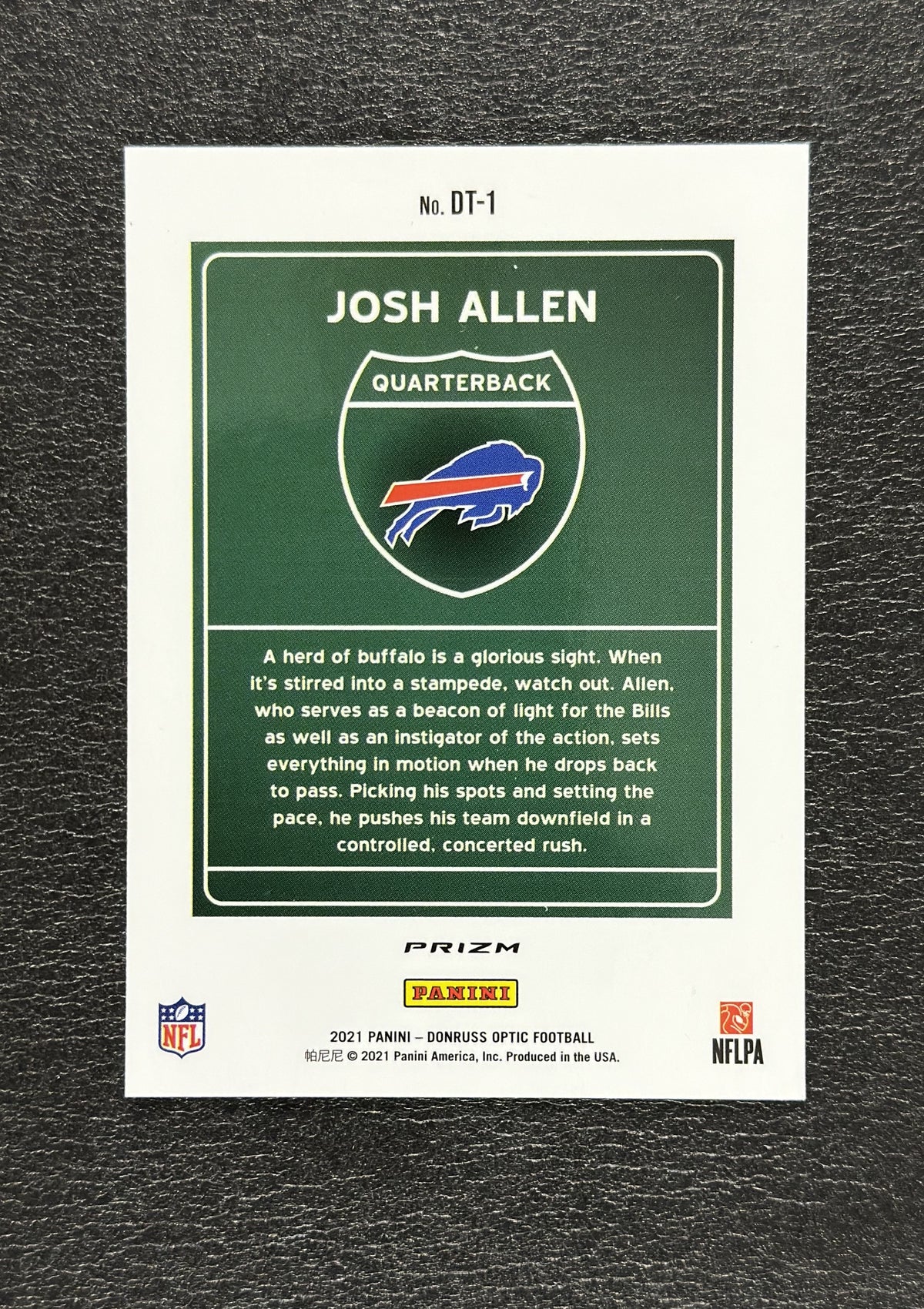 2021 Donruss Optic Josh Allen Downtown #DT-1 SSP - back
