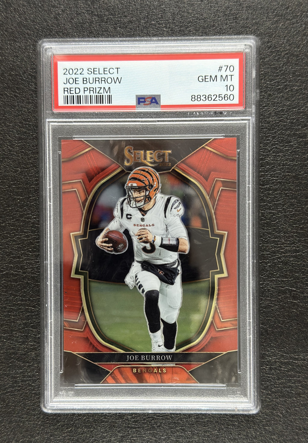2022 Panini Select Joe Burrow Concourse Red Prizm #70 91/99 PSA 10 - front