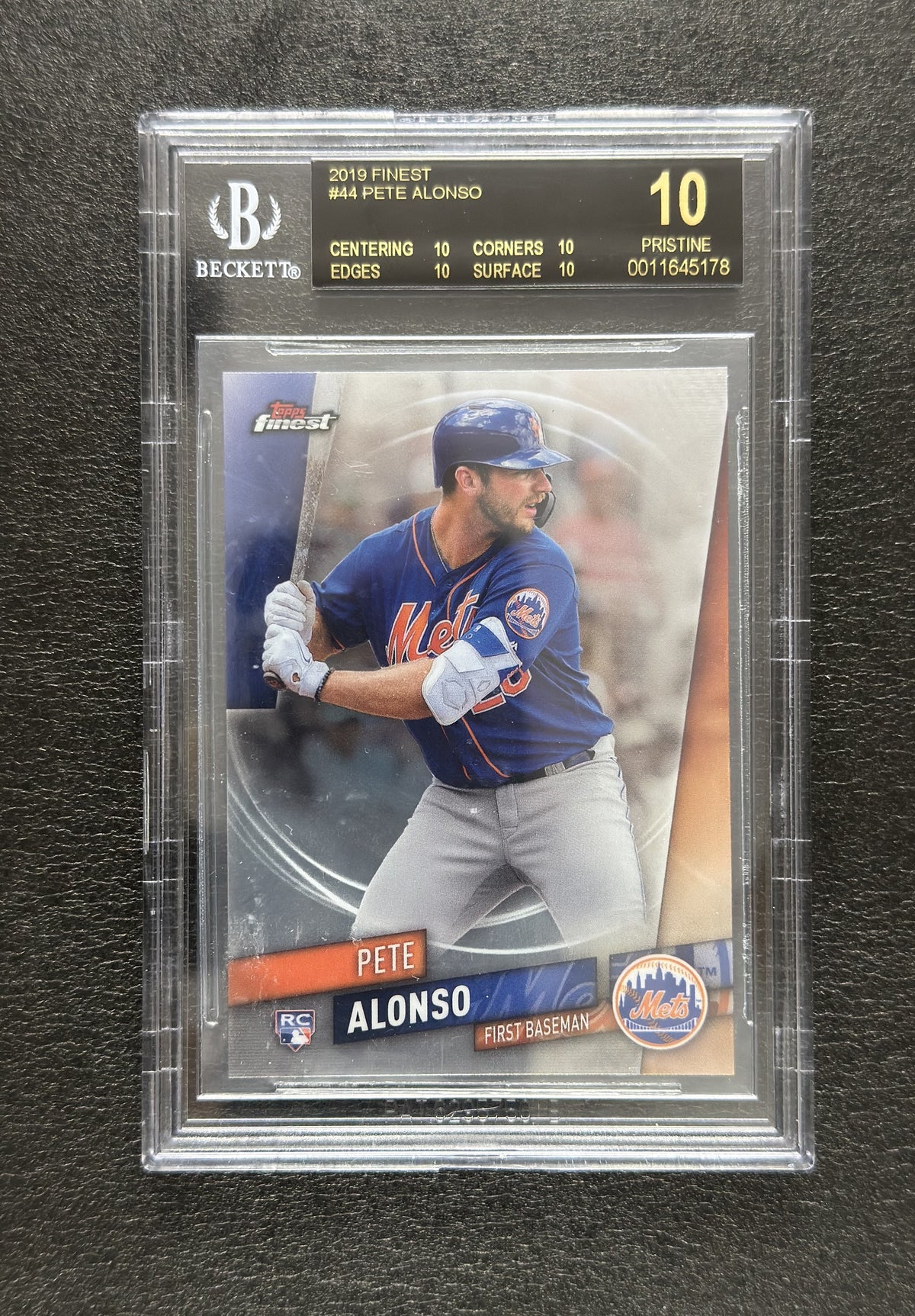 2019 Topps Finest Pete Alonso #44 RC Beckett Pristine 10 - front