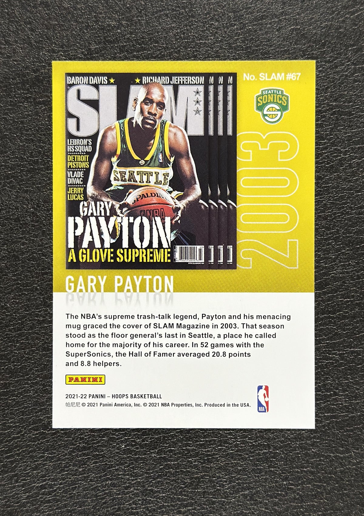 2021-22 Panini NBA Hoops Gary Payton SLAM Winter #67 - back