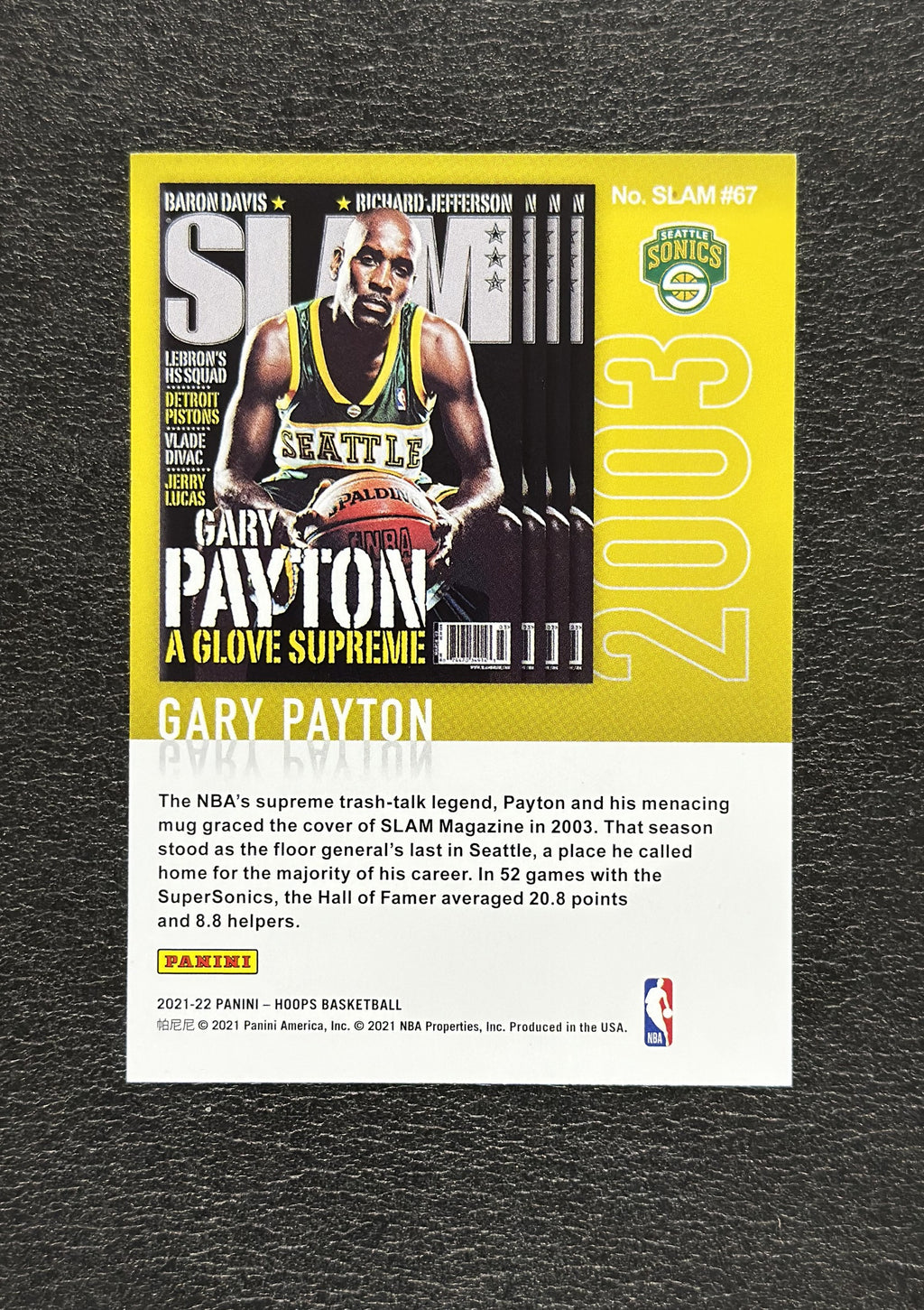 2021-22 Panini NBA Hoops Gary Payton SLAM #67 - back