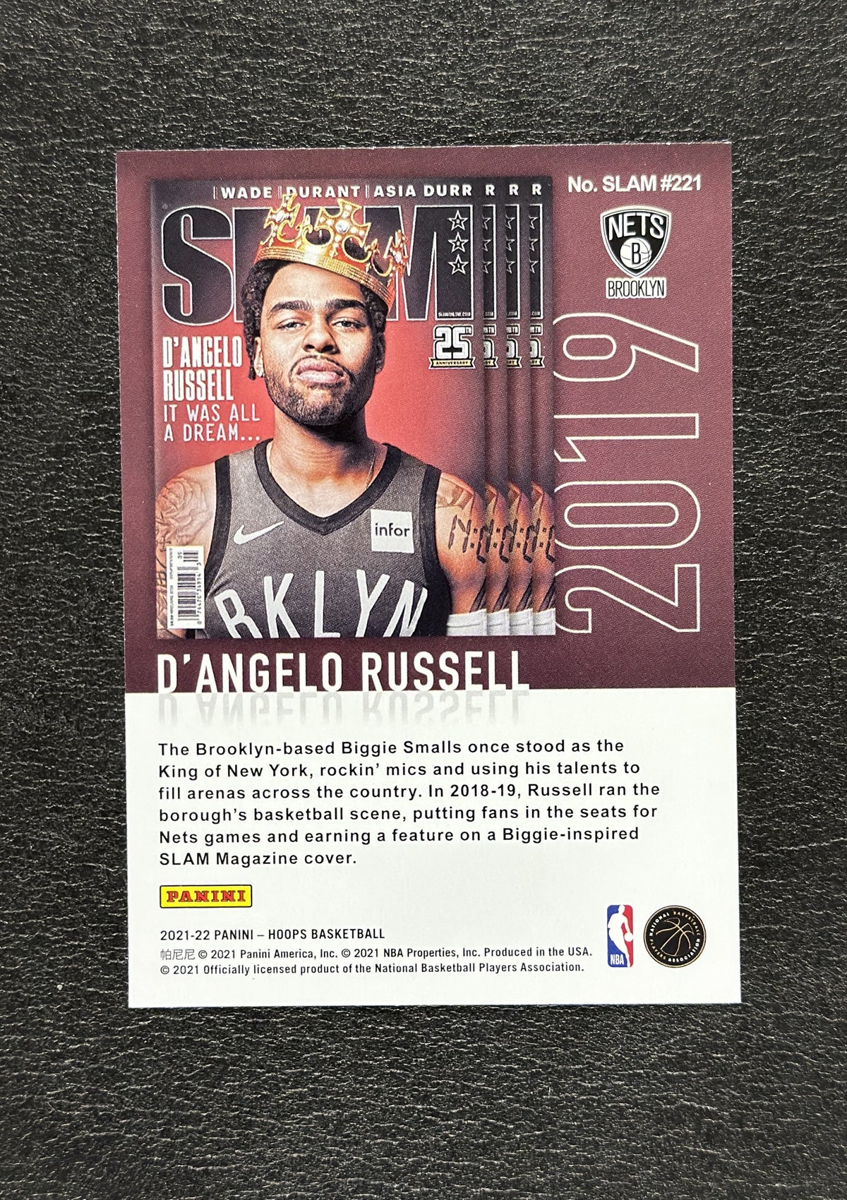 2021-22 Panini NBA Hoops D'Angelo Russell SLAM #221 - back