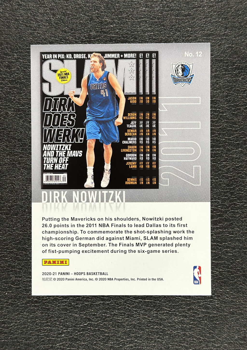 2020-21 Panini NBA Hoops Dirk Nowitzki SLAM Winter #12 - back