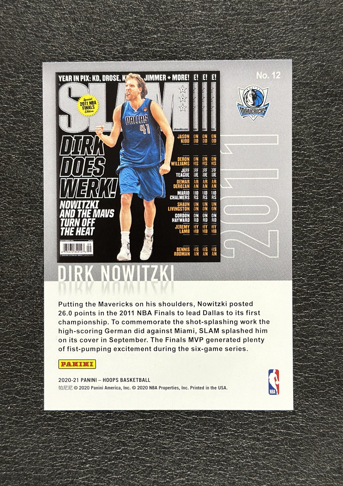 2020-21 Panini NBA Hoops Dirk Nowitzki SLAM Winter #12 - back