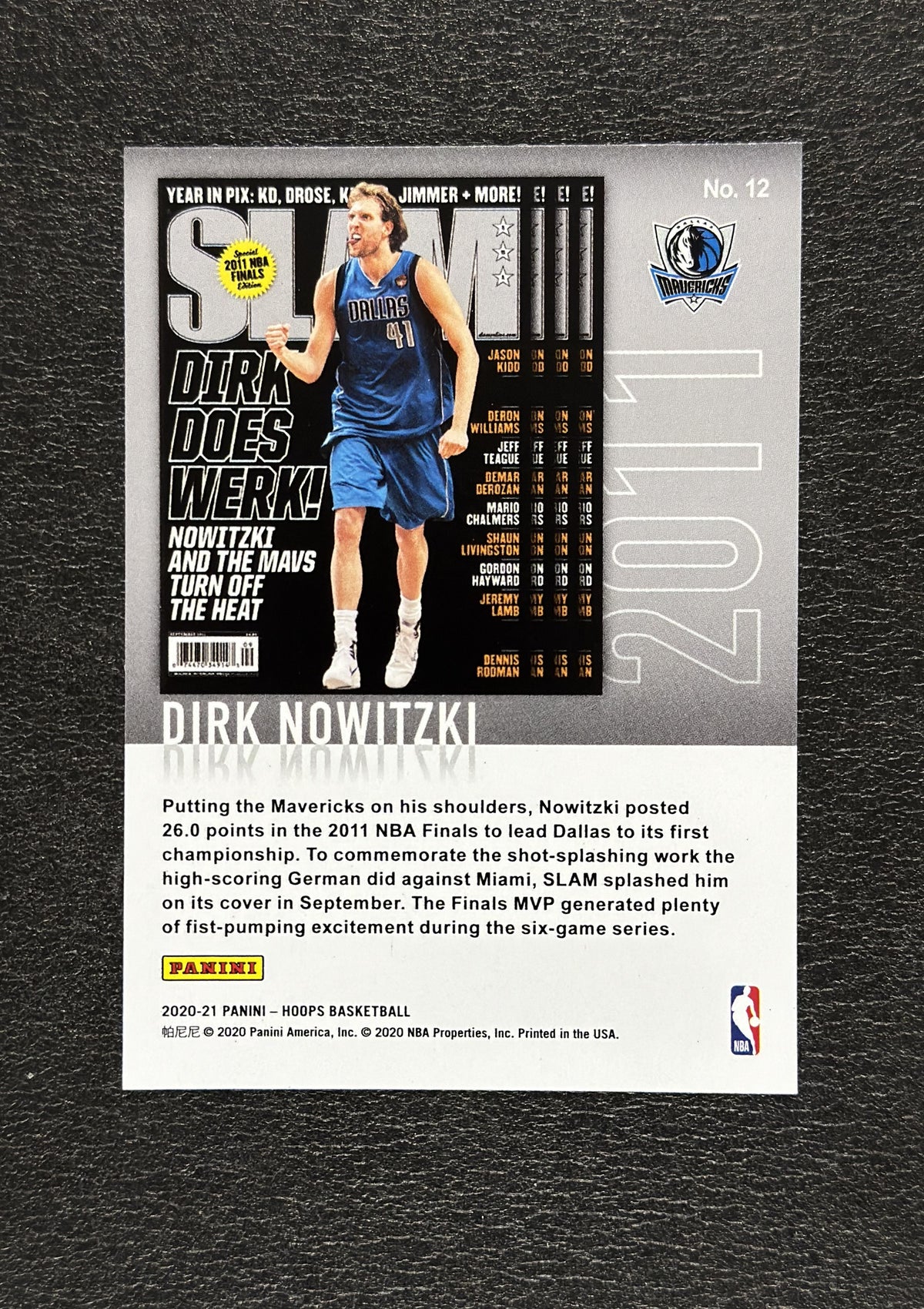 2020-21 Panini NBA Hoops Dirk Nowitzki SLAM #12 - back