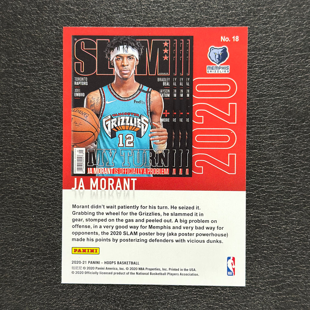 2020-21 Panini NBA Hoops Ja Morant SLAM #18 — back view