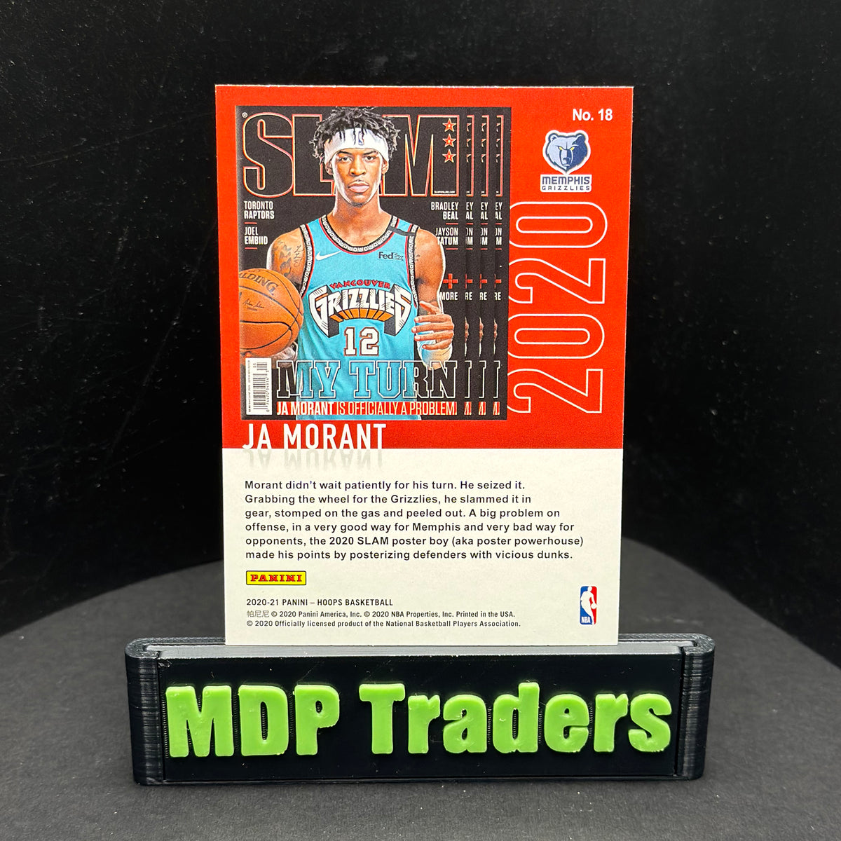 2020-21 Panini NBA Hoops Ja Morant SLAM #18 — back display view