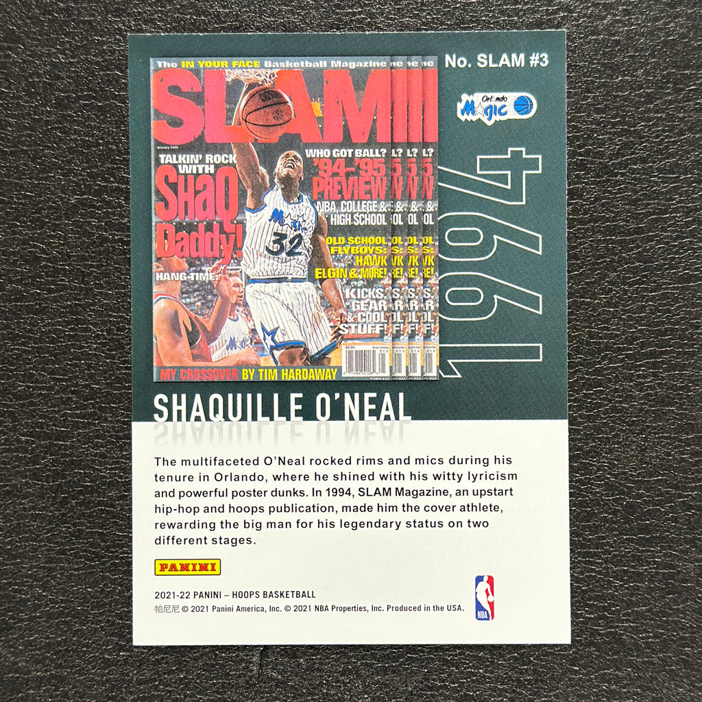 2021-22 Panini NBA Hoops Shaquille O'Neal SLAM #3 — back view