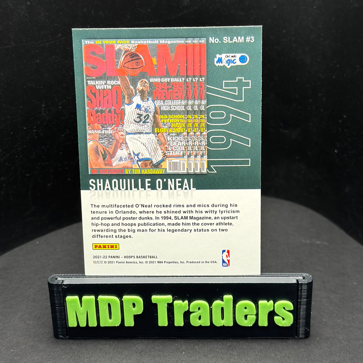 2021-22 Panini NBA Hoops Shaquille O'Neal SLAM #3 — back display view
