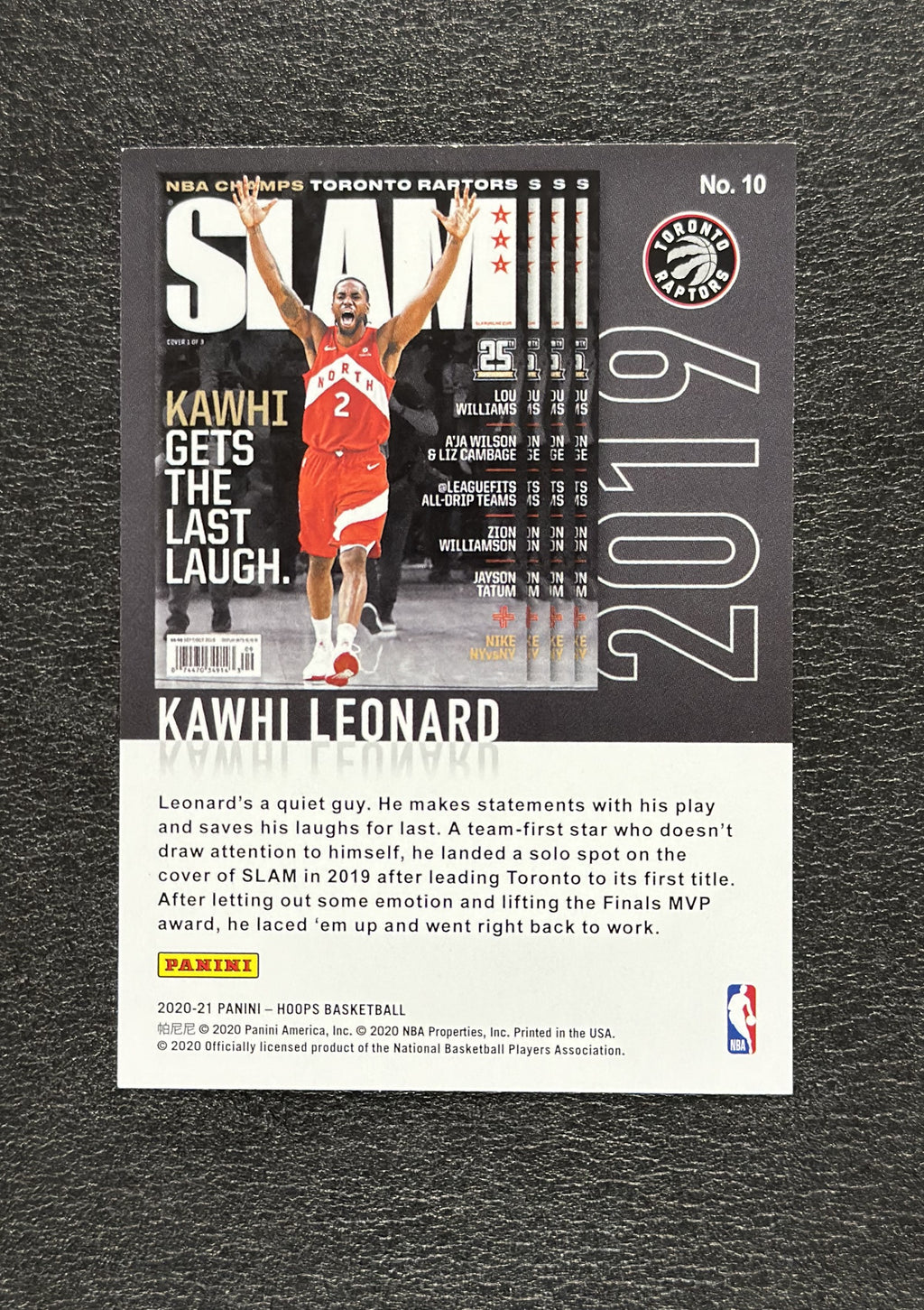 2020-21 Panini NBA Hoops Kawhi Leonard SLAM Winter #10 - back