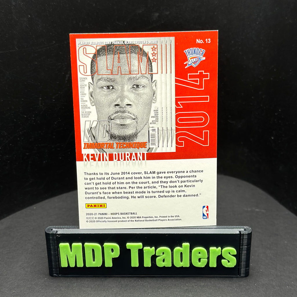 2020-21 Panini NBA Hoops Kevin Durant SLAM #13 — back display view