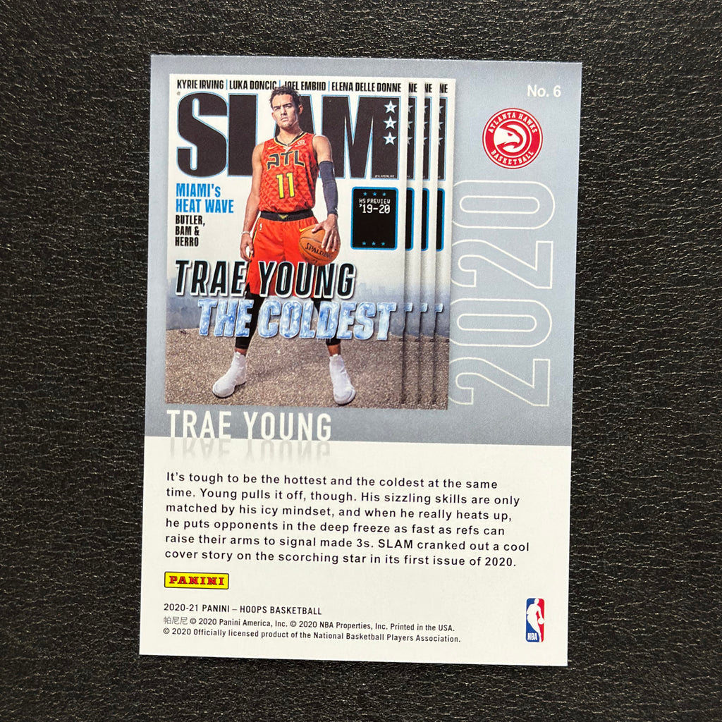 2020-21 Panini NBA Hoops Trae Young SLAM #6 — back view, additional copy