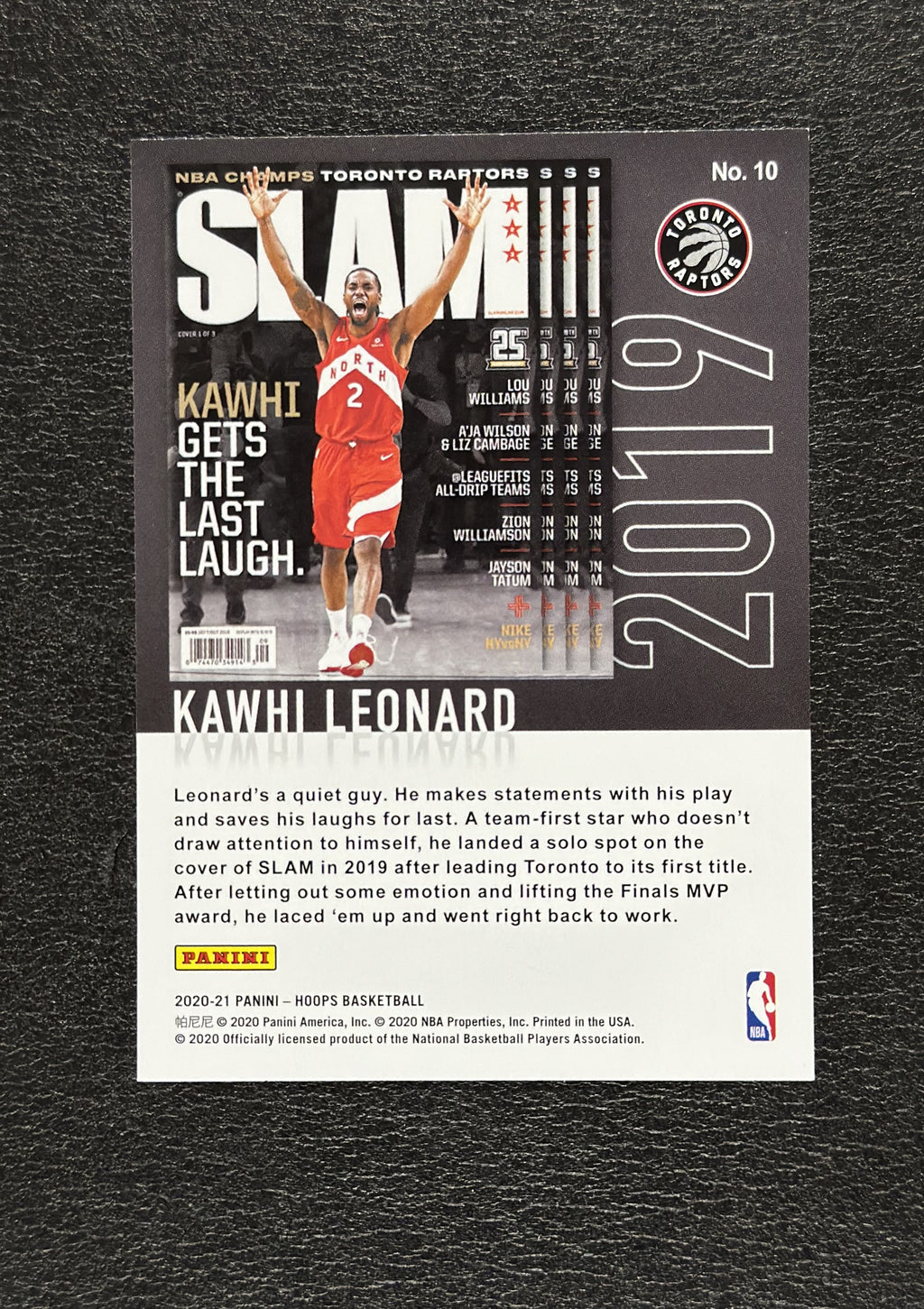 2020-21 Panini NBA Hoops Kawhi Leonard SLAM #10 - back