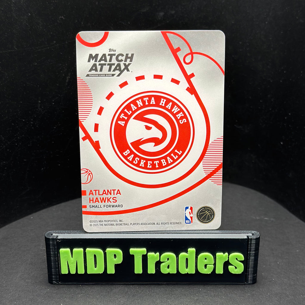 2025-26 Topps Match Attax NBA Jalen Johnson #39 White Base – Atlanta Hawks — back display view
