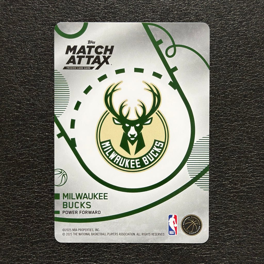 2025-26 Topps Match Attax NBA Kyle Kuzma #35 White Base – Milwaukee Bucks — back view