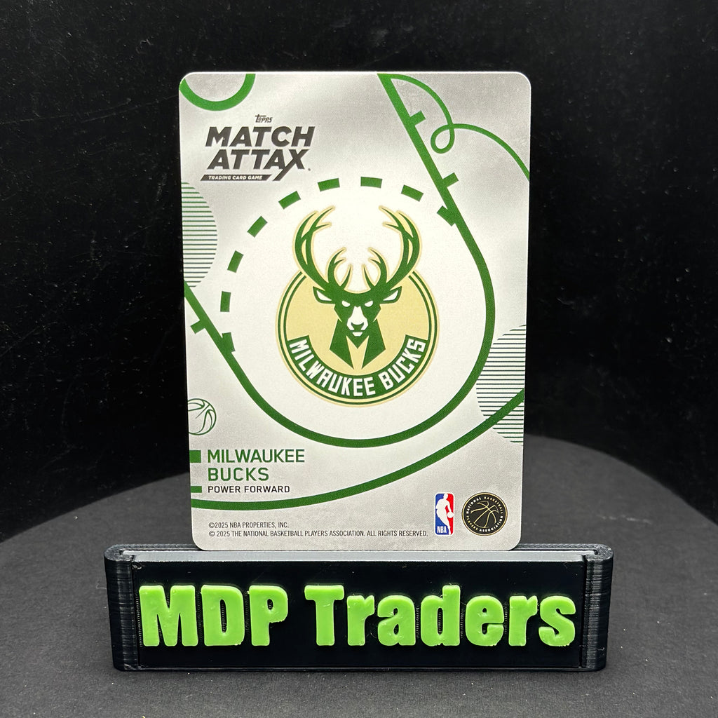 2025-26 Topps Match Attax NBA Kyle Kuzma #35 White Base – Milwaukee Bucks — back display view