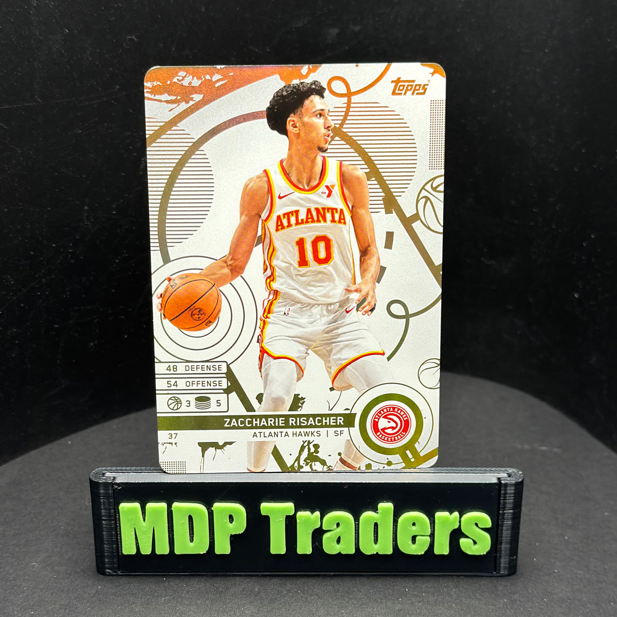 2025-26 Topps Match Attax NBA Zaccharie Risacher #37 White Base – Atlanta Hawks — front display view
