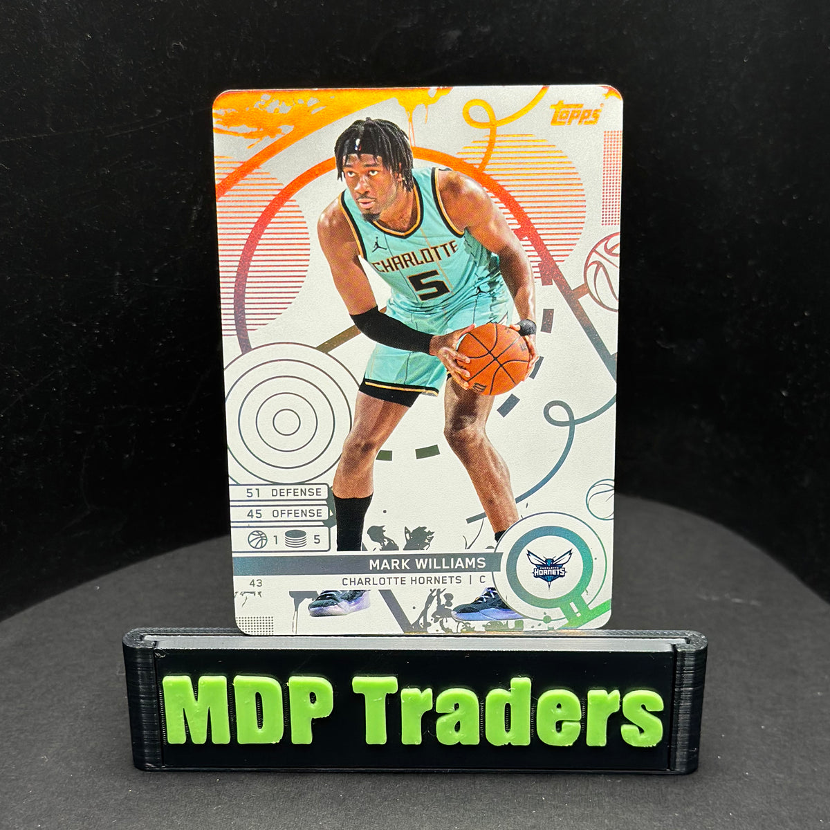2025-26 Topps Match Attax NBA Mark Williams #43 White Base – Charlotte Hornets — front display view