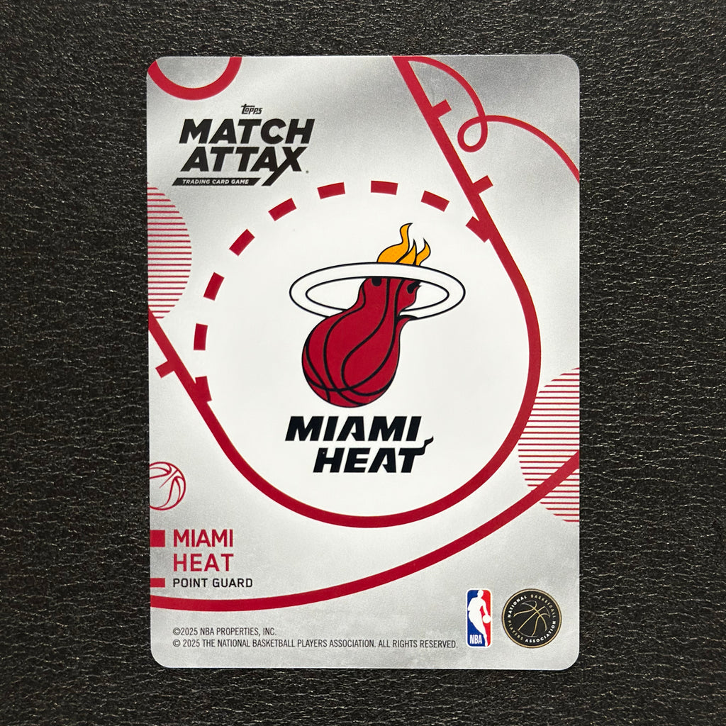 2025-26 Topps Match Attax NBA Tyler Herro #44 White Base – Miami Heat — back view