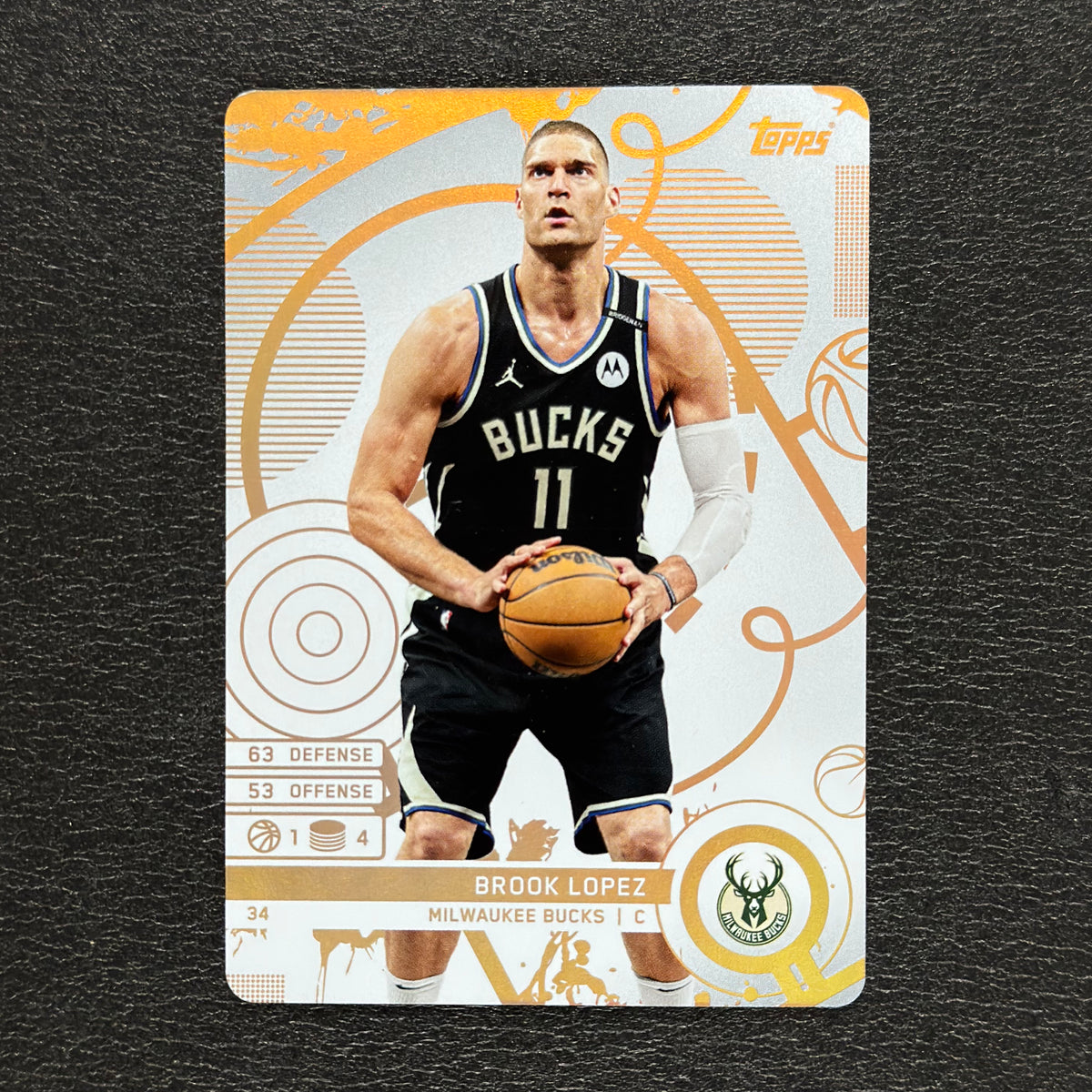 2025-26 Topps Match Attax NBA Brook Lopez #34 White Base – Milwaukee Bucks — front view