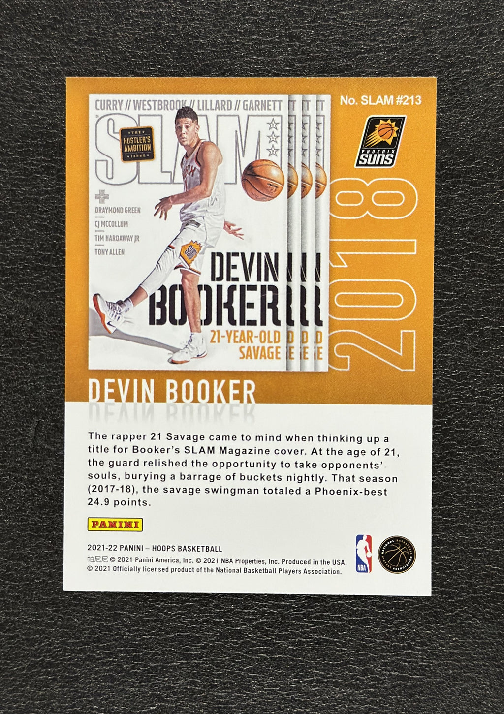 2021-22 Panini NBA Hoops Devin Booker SLAM Winter #213 - back
