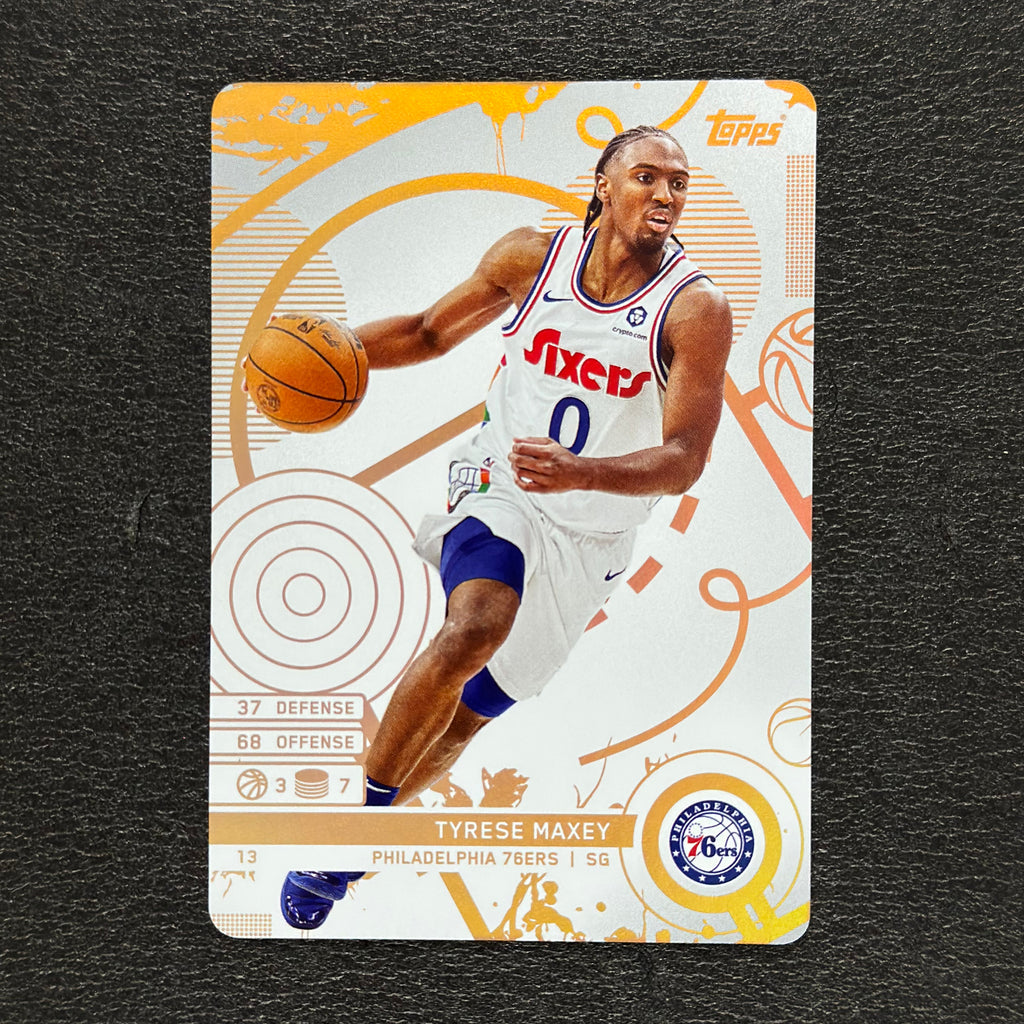 2025-26 Topps Match Attax NBA Tyrese Maxey #13 White Base – exact card, flat front