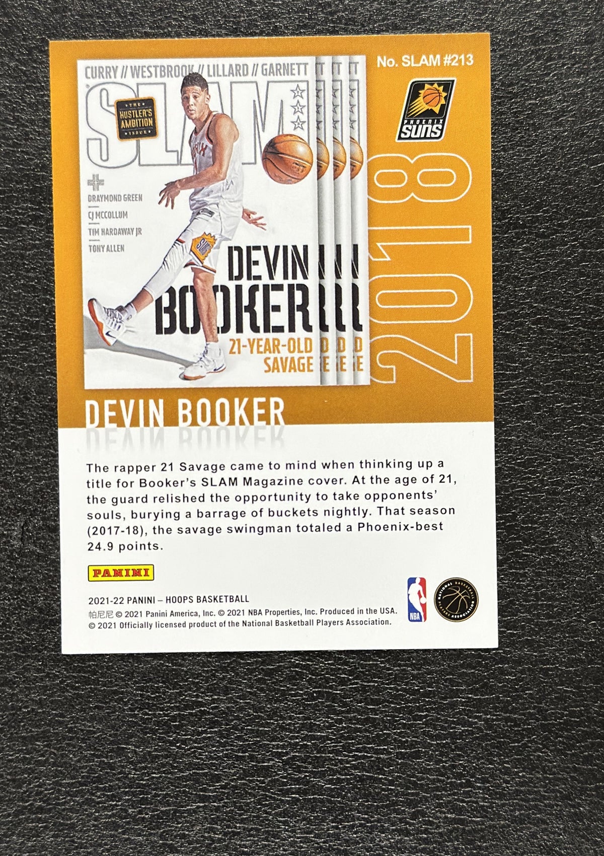 2021-22 Panini NBA Hoops Devin Booker SLAM #213 - back