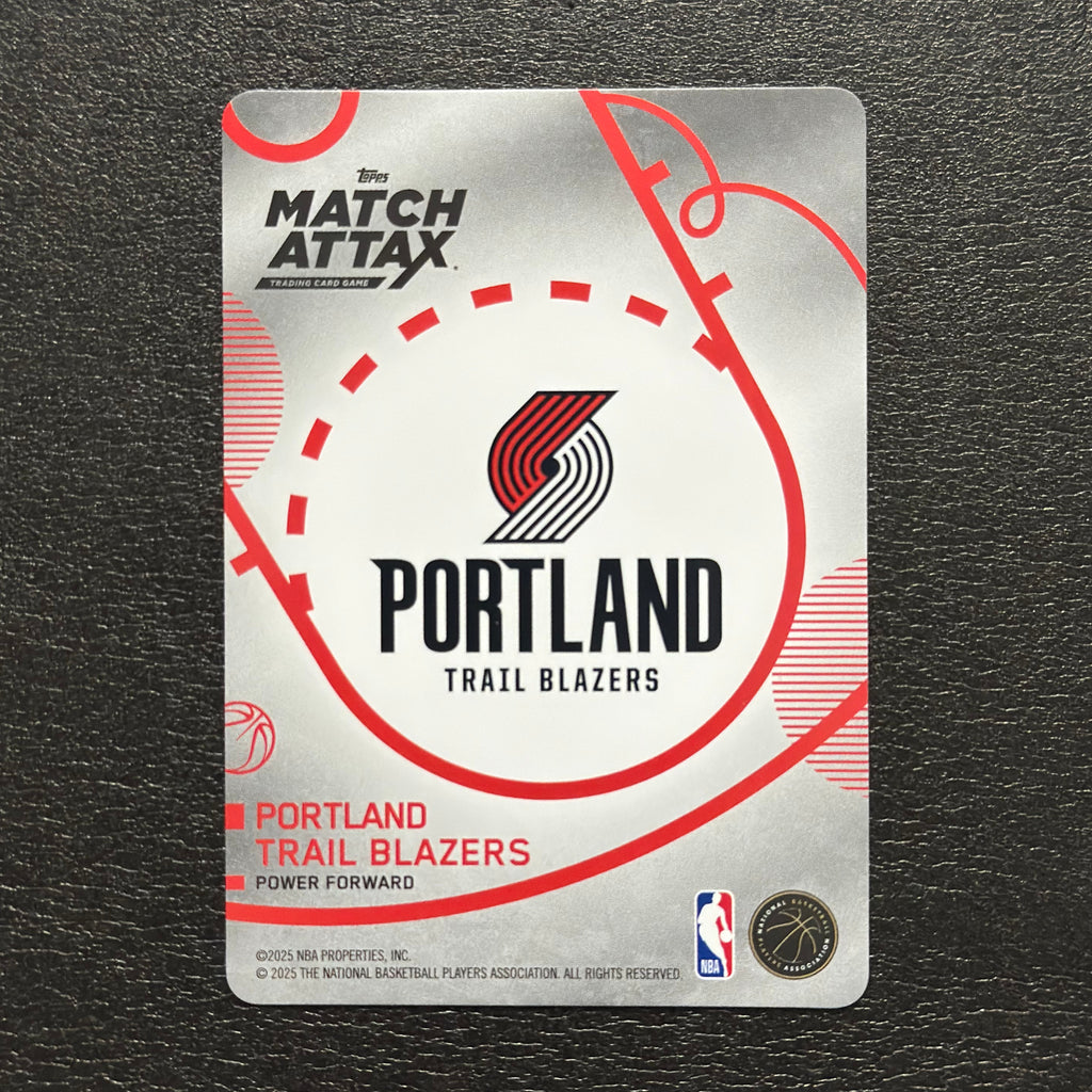 2025-26 Topps Match Attax NBA Deni Avdija #75 White Base – exact card, flat back