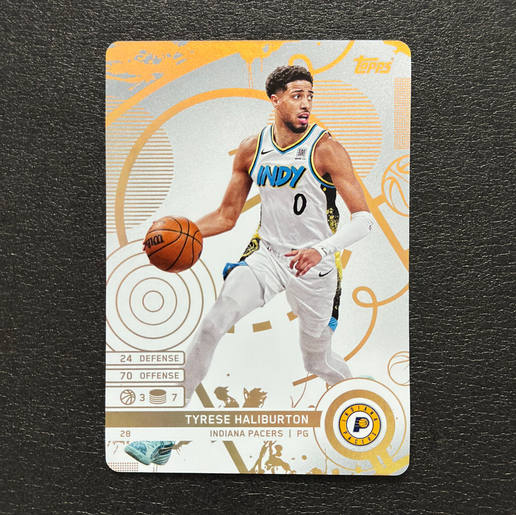 2025-26 Topps Match Attax NBA Tyrese Haliburton #28 White Base – exact card, flat front