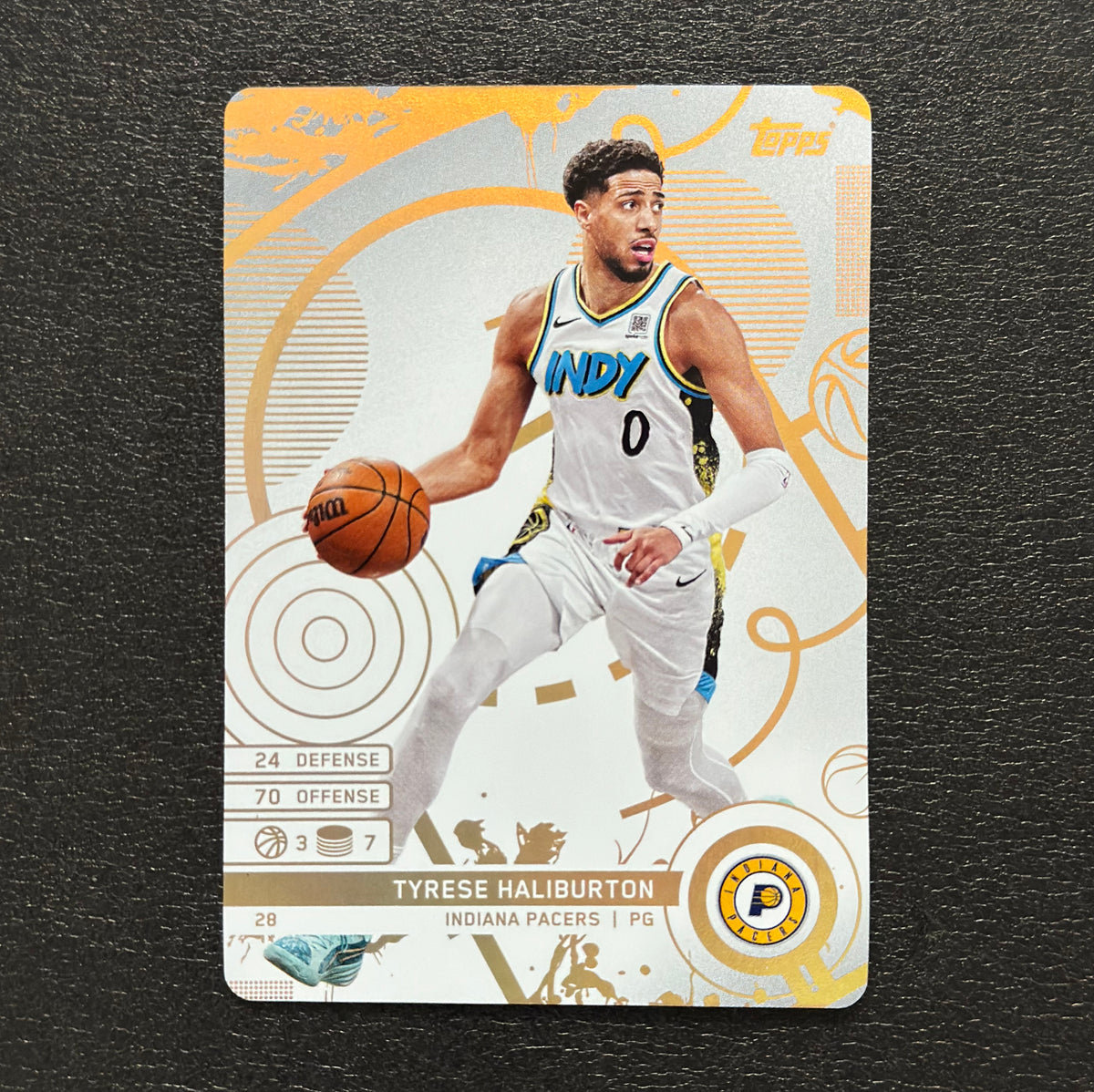 2025-26 Topps Match Attax NBA Tyrese Haliburton #28 White Base – exact card, flat front