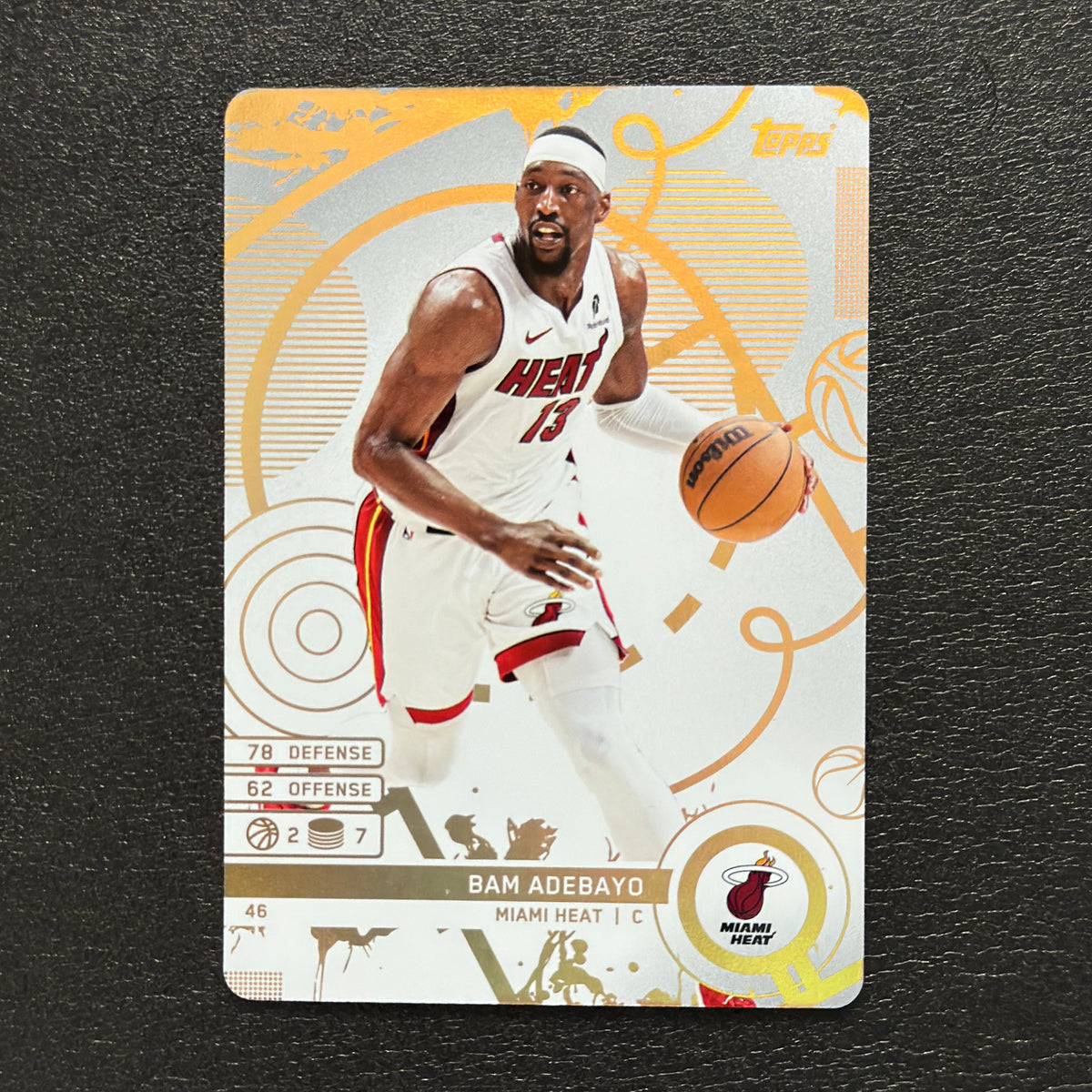 2025-26 Topps Match Attax Bam Adebayo #46 White Base - front, flat view