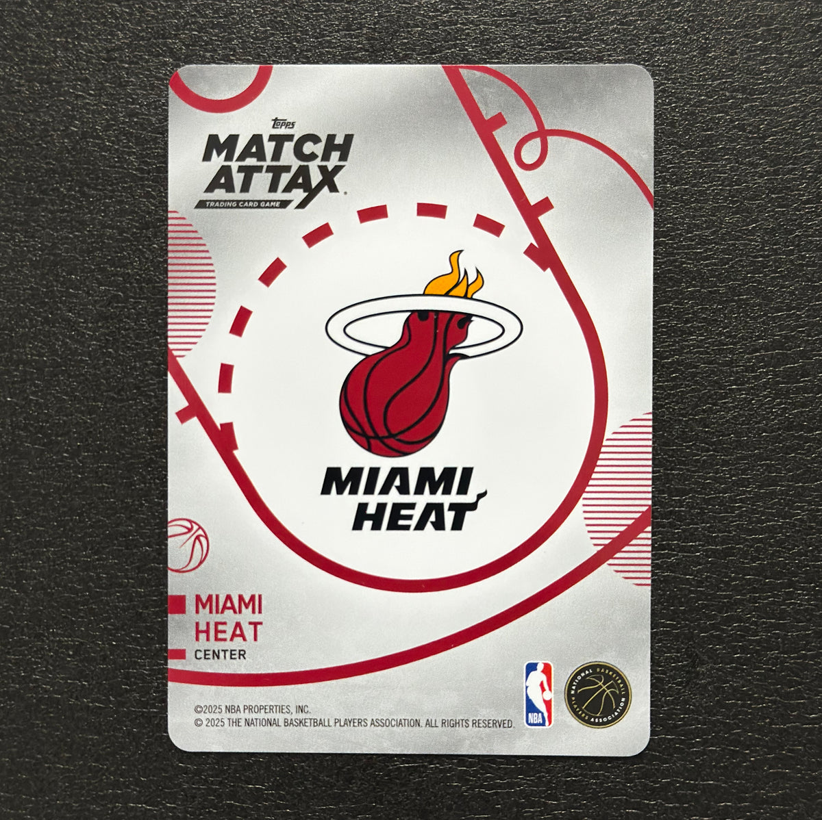 2025-26 Topps Match Attax Bam Adebayo #46 White Base - back, flat view