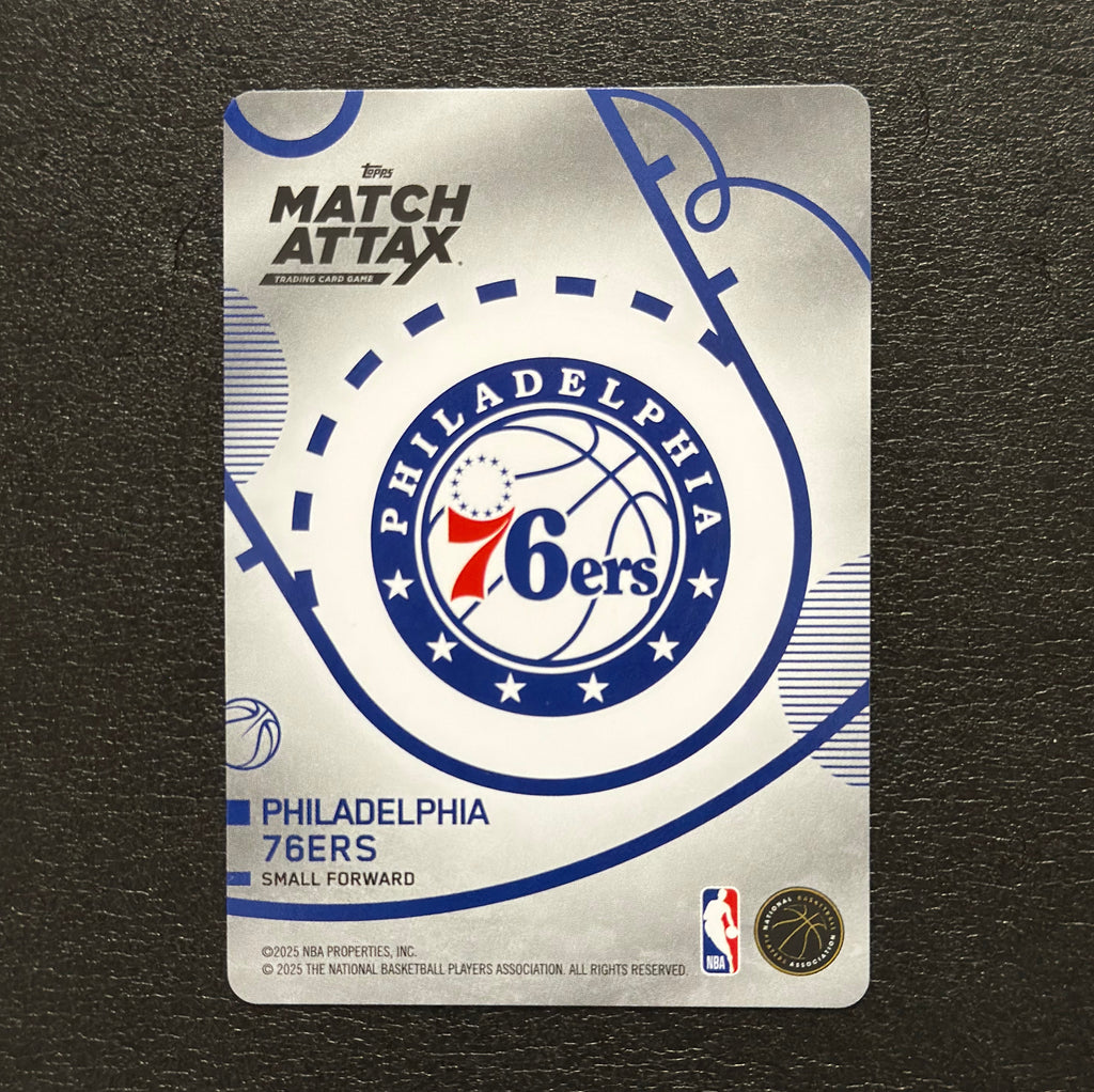2025-26 Topps Match Attax Paul George #15 White Base - back, flat view