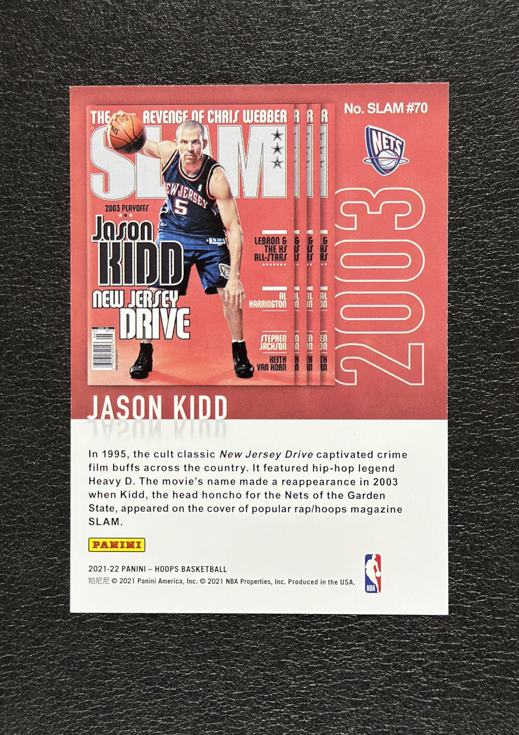 2021-22 Panini NBA Hoops Jason Kidd SLAM Winter #70 - back