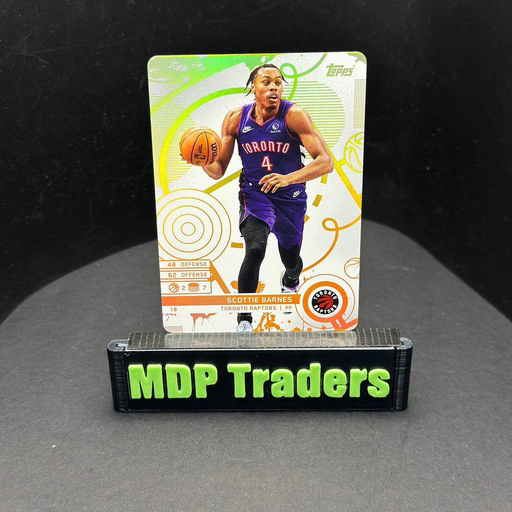 2025-26 Topps Match Attax Scottie Barnes #18 White Base - front, stand view