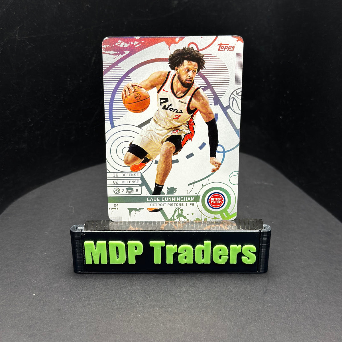 2025-26 Topps Match Attax Cade Cunningham #24 White Base - front, stand view